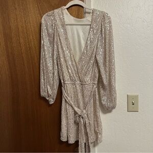 Sequin dress in Silver/cream